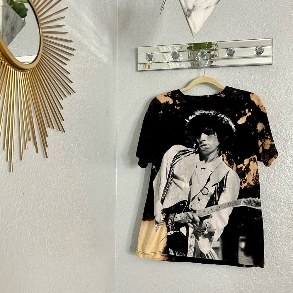 Black and Beige Rockstar Rolling Stones Tye Dye Short Sleeve T Shirt